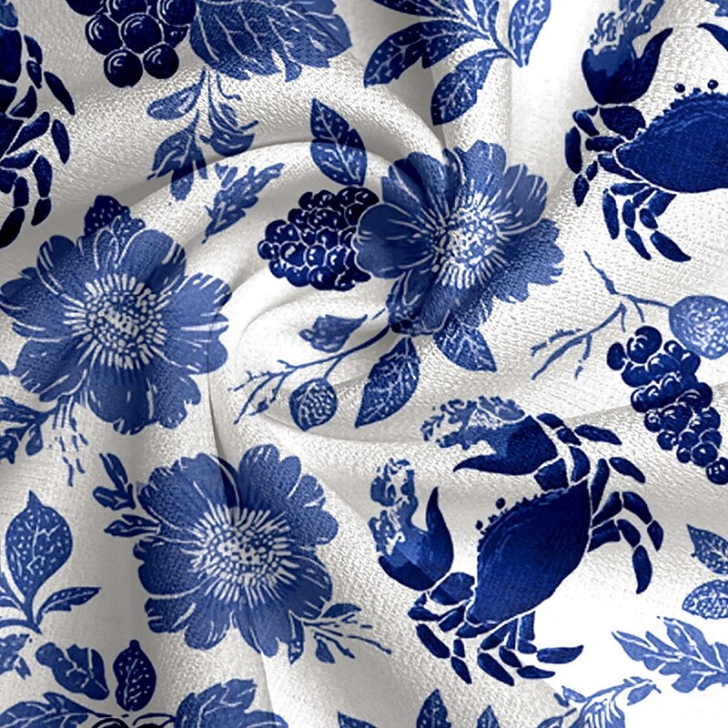 Men's Floral Print Crab Tropical Flowers Summer Hawaiian Shirt Button Up Shirt Aloha Shirt Short Sleeve Shirt Turndown Hawaiian Vacation Holiday Beach Wear Blue Light Blue S M L2