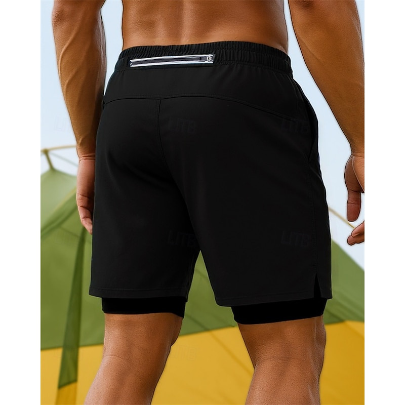 Men's Running Shorts Outdoor Shorts Elastic Waistband Shorts Sports & Outdoor Casual Lightweight Breathable Tennis Jogging Running Regular Fit Sportswear Activewear Solid Colored Black Navy Blue Blue4