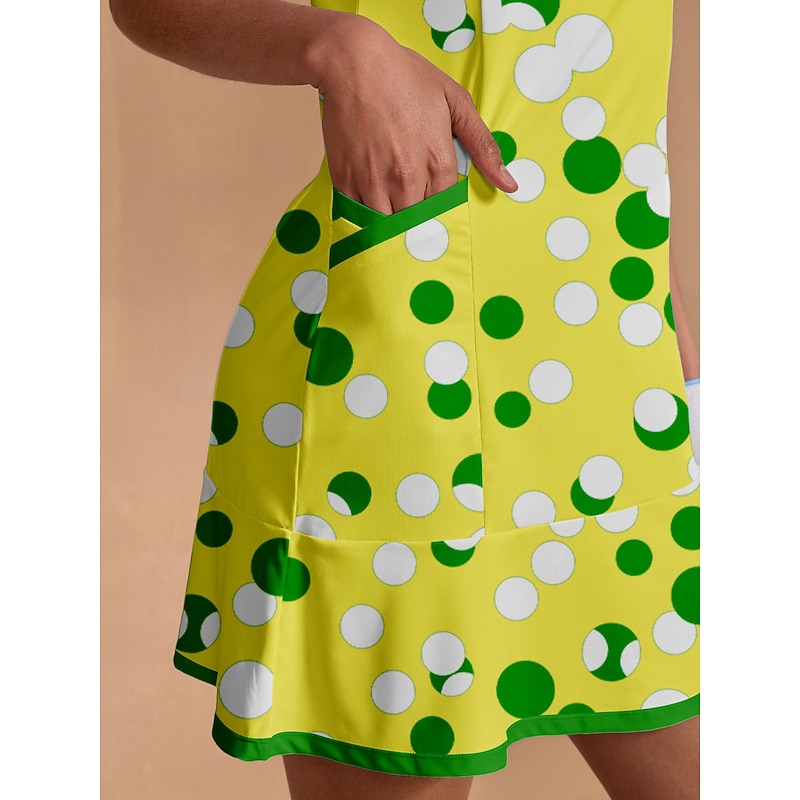 Women's Golf Dress Yellow Sleeveless Dress Ladies Golf Attire Clothes Outfits Wear Apparel4