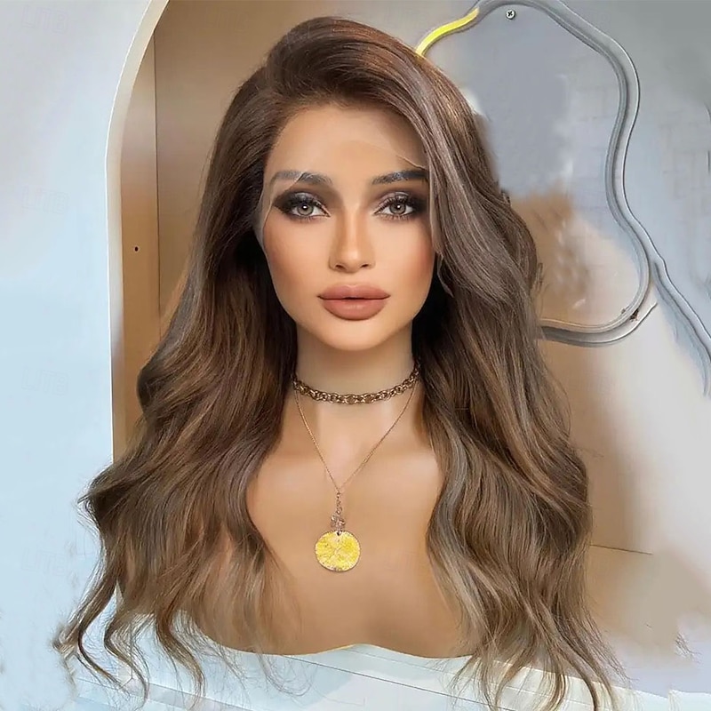Remy Human Hair 5x5 Closure 13x4 Lace Front Wig Free Part Brazilian Hair Wavy Blonde Wig 130% 150% Density with Baby Hair Highlighted / Balayage Hair 100% Virgin Glueless Pre-Plucked For Women Long3