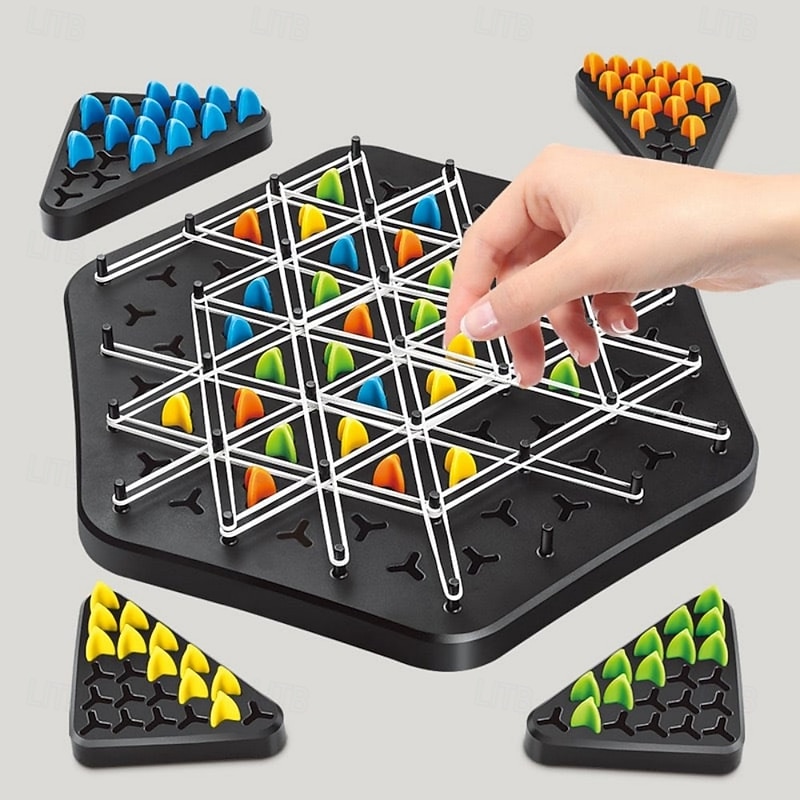 Chain Triangle Chess Game, Geometric Chess Game, Board Games for Family Night, Family Games for Kids and Adults, 2 to 4 Players