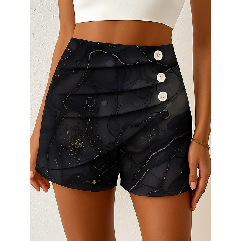 Women's Chinos Shorts Elegant Vacation Vintage Short High Waist Graphic Abstract Layered Micro-elastic Outdoor Street Daily Golden Black Blue Summer Spring3
