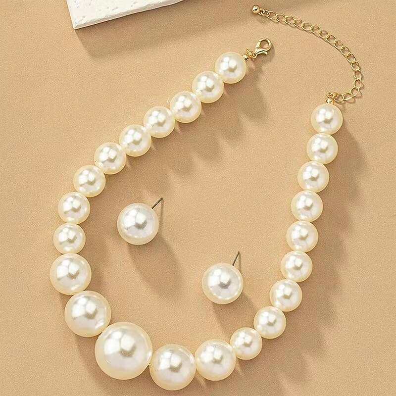 Bridal Jewelry Sets 1 set Pearl Alloy Earrings Necklace Women's Elegant Stylish Sweet Jewelry Set For Wedding Work Special Occasion3
