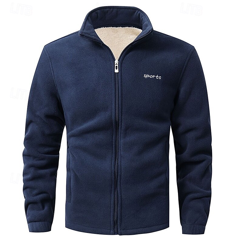 Men's Windbreaker Hiking Jacket Hiking Fleece Jacket Winter Outdoor Thermal Fleece Jackets Dark Grey Black Red Dark Blue2