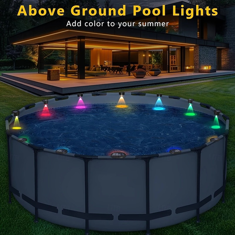 4/8 Pcs Solar Pool Side Light RGB Solar Fence Light Outdoor LED Stair Light for Yard Wall Patio Fence Path Lighting Decoration3