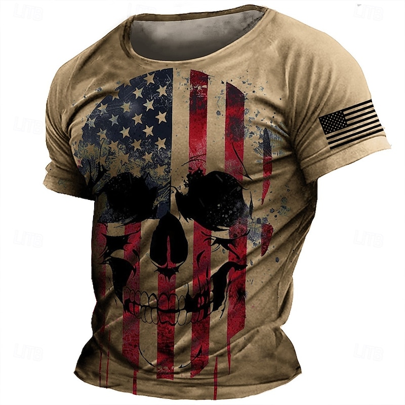 Patriotic T Shirts For Men Veterans T Shirt Short Sleeve T shirt 3D Print Crew Neck Shirt Daily Military Street Daily Blue Summer Spring Clothing Apparel S M L XL XXL XXXL