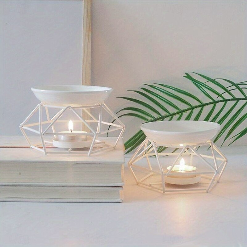 1 Set Ceramic Tealight Candle Holder - Fragrant Essential Oil Diffuser Aroma-Rich Candle Oil Warmer Gentle Tea Light Wax Melt Warmer - Unique Birds Nest Design Durable Metal Construction Perfect f3