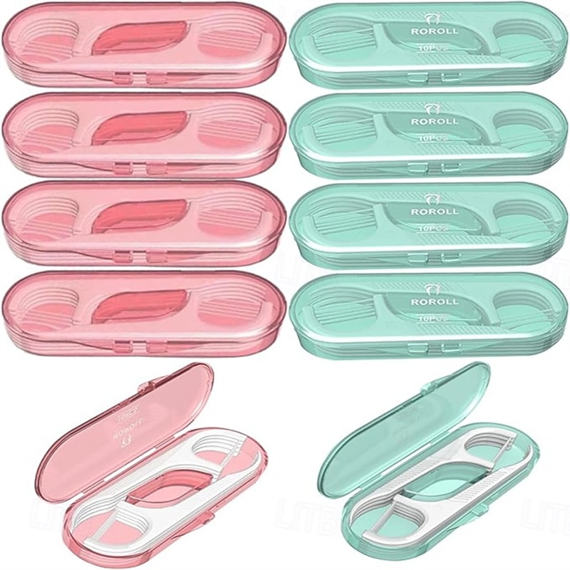 10 Pieces Travel Dental Floss Case-Micro Floss ToothPicks-Portable Flosser Picks Cases Contains Floss Stick 100 Count Sealed Storage for Teeth Cleaning