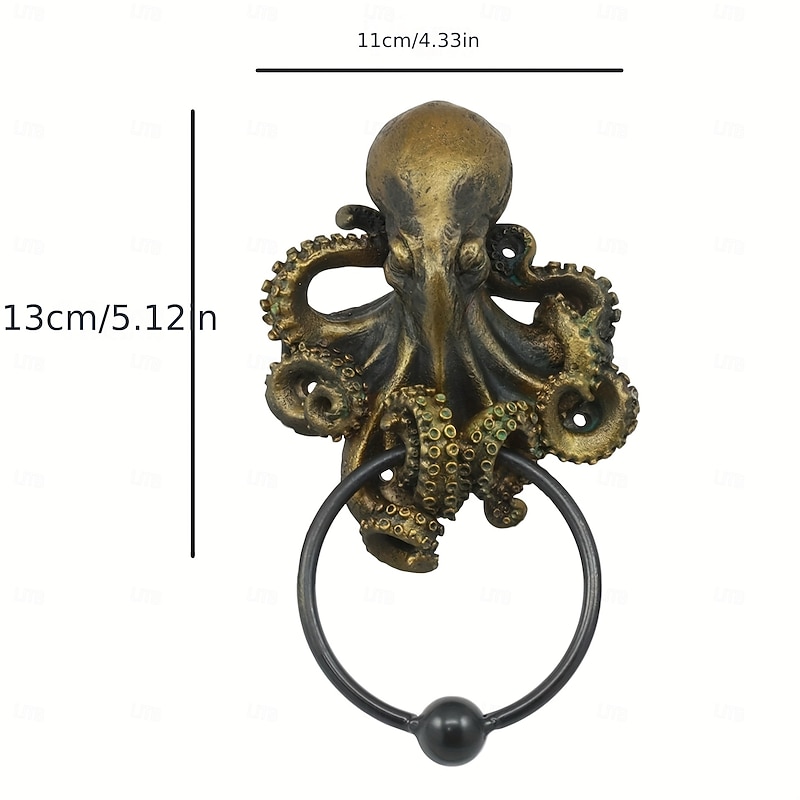 Non-Electric Resin Octopus Door Knocker - Halloween Theme Decorative Figurine for Indoor/Outdoor Use in Various Room Types3