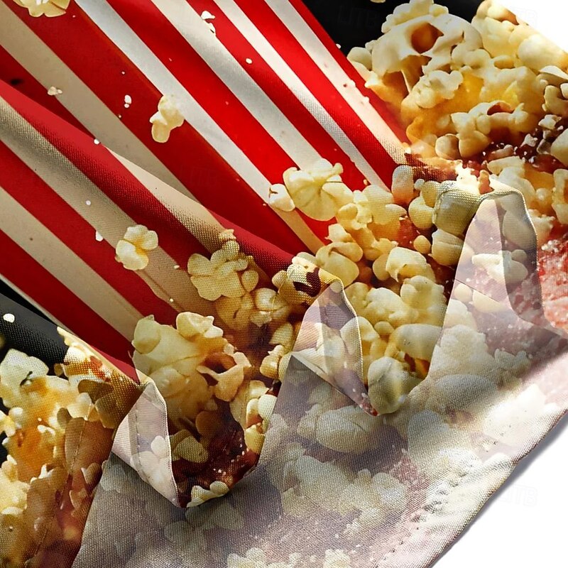 Men's Food Popcorn Shirt Summer Hawaiian Shirt Button Up Shirt Short Sleeve Hawaiian Holiday Beach Wear Summer Spring Turndown 3D Print Collared Shirts Front One Pocket Black3