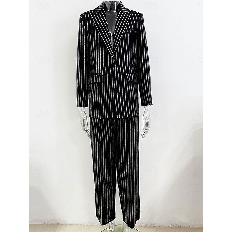 Women's 2 Pieces Suits Formal Wedding Guest Formal Evening Elegant Long Sleeve Floor Length Peak Lapel Single Breasted2