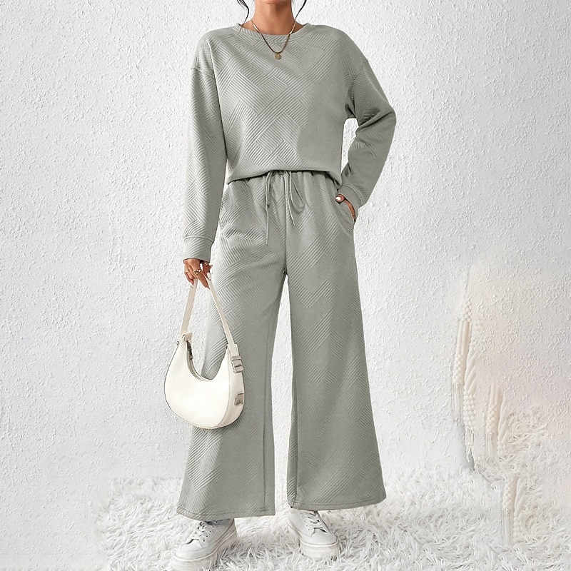 Women's Tracksuit Sweatpants Wide Leg Pants Lace Pocket Solid Colored Jacket and Sweatpants Clothing Suit Fall Black White Running Windproof Long Sleeve Sport Activewear Stretchy Regular Fit4