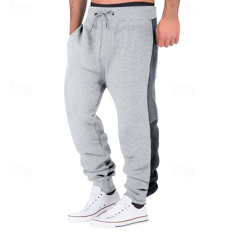 Men's Athletic Pants Sweatpants Joggers Trousers Pocket Elastic Waist Drawstring Color Block Comfort Sports Outdoor Daily Fashion Casual Black Light Grey Micro-elastic