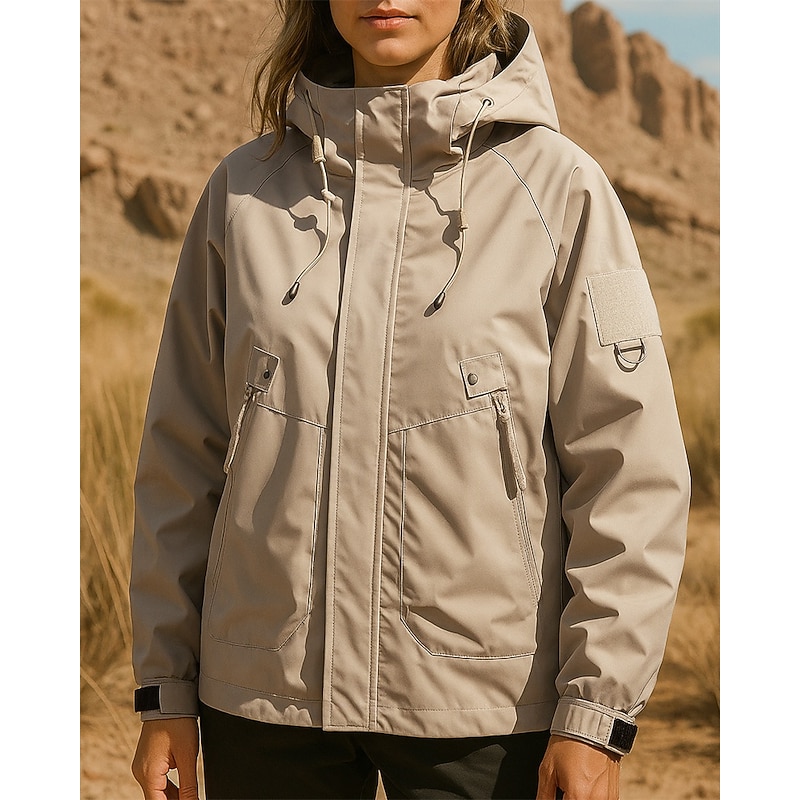 Women's Outdoor Jacket Hiking Jacket Raincoat Outdoor Waterproof Quick Dry Lightweight Elastic Hiking Outfits Hiking Clothes Spring Autumn / Fall Jacket Tennis Golf Running Solid Color Black Purple