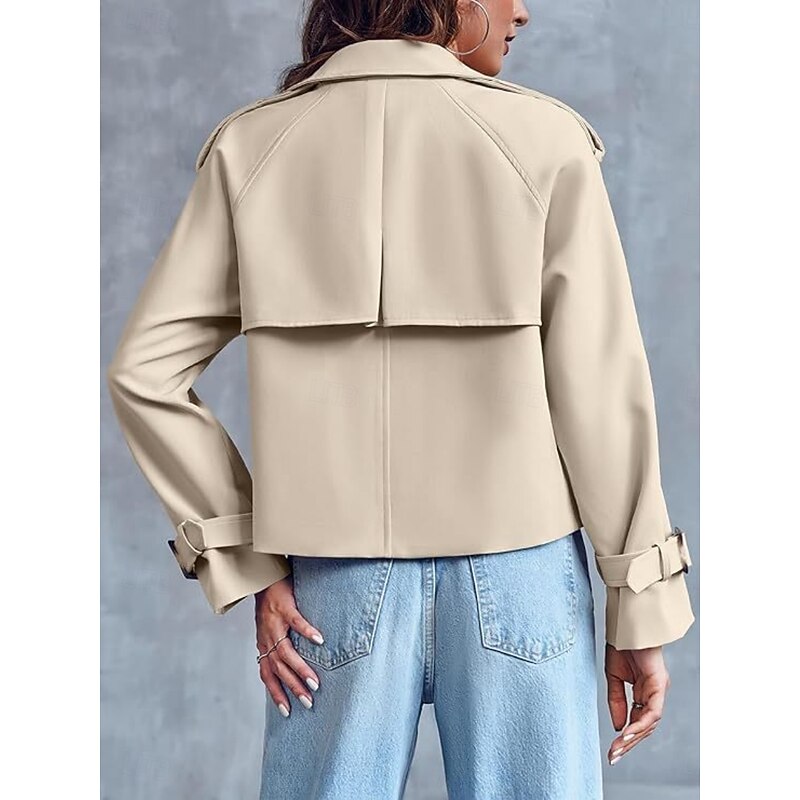 Women's Casual Jacket Comfortable Breathable Zipper Pocket Fashion Casual Plain Vacation Street Casual Daily Wear Single Breasted Short Turndown Regular Fit Long Sleeve Outerwear Black Yellow Khaki4