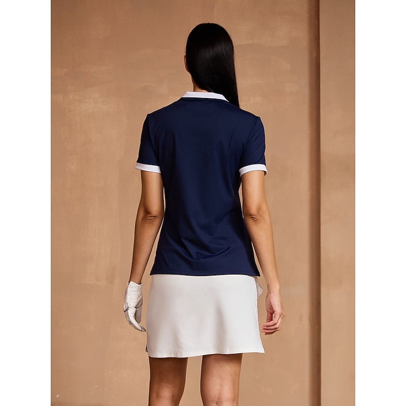Women's Golf Polo Shirt Navy Short Sleeve Skirt Ladies Golf Attire Clothes Outfits Wear Apparel2