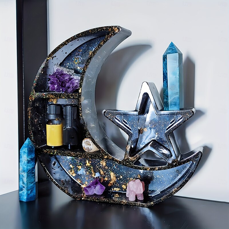 1pc Silicone Moon Star Shelf Mould Crescent Display Shelf Tray for DIY Jewellery Shelf Storage Rack Storage Box Crafts Home Decoration3
