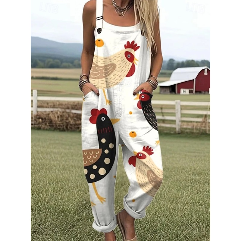 Women's Romper Active Graphic Sleeveless Drawstring Vacation Street Loose Fit White Yellow Purple Summer