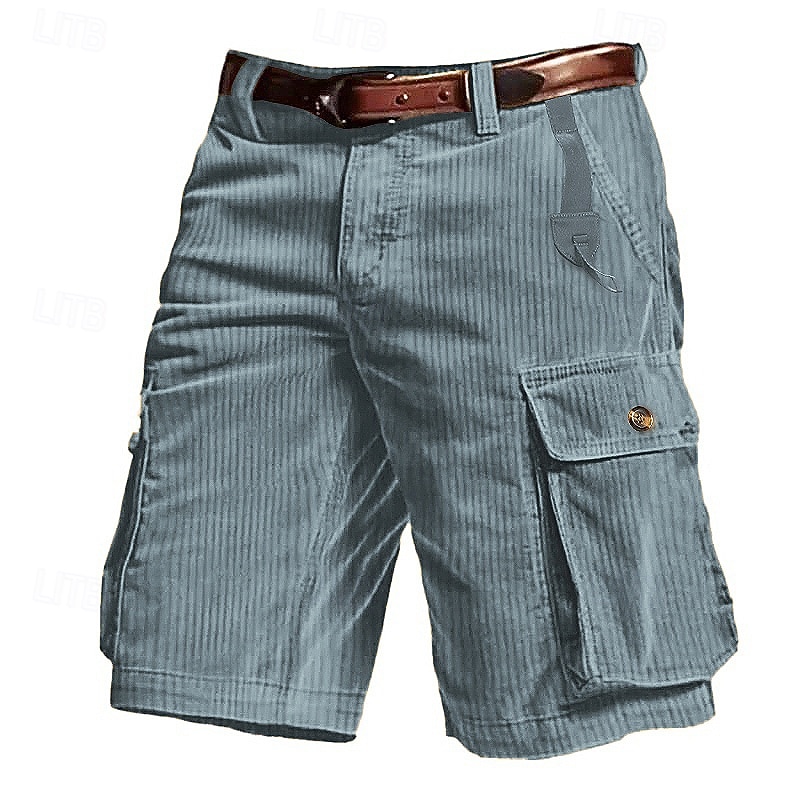 Men's Cargo Shorts Shorts Summer Shorts Corduroy Shorts Multi Pocket Flap Pocket Plain Comfort Wearable Knee Length Outdoor Sport Daily Fashion Casual Black Coffee4