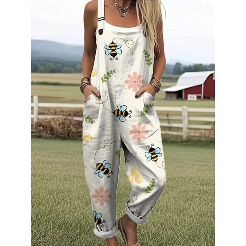 Women's Overall Active Graphic Sleeveless Harem Drawstring Vacation Street Loose Fit Yellow Red Blue Summer4