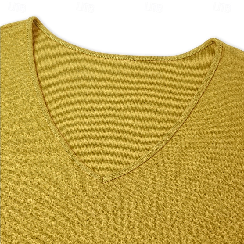 Men's Knit Tee Tee Top Cotton Blend T-Shirt Short Sleeve V Neck Summer Solid Color Fashion Designer Basic Knitted Vacation Street Casual Yellow Beige Light Blue Top Tee for Men3