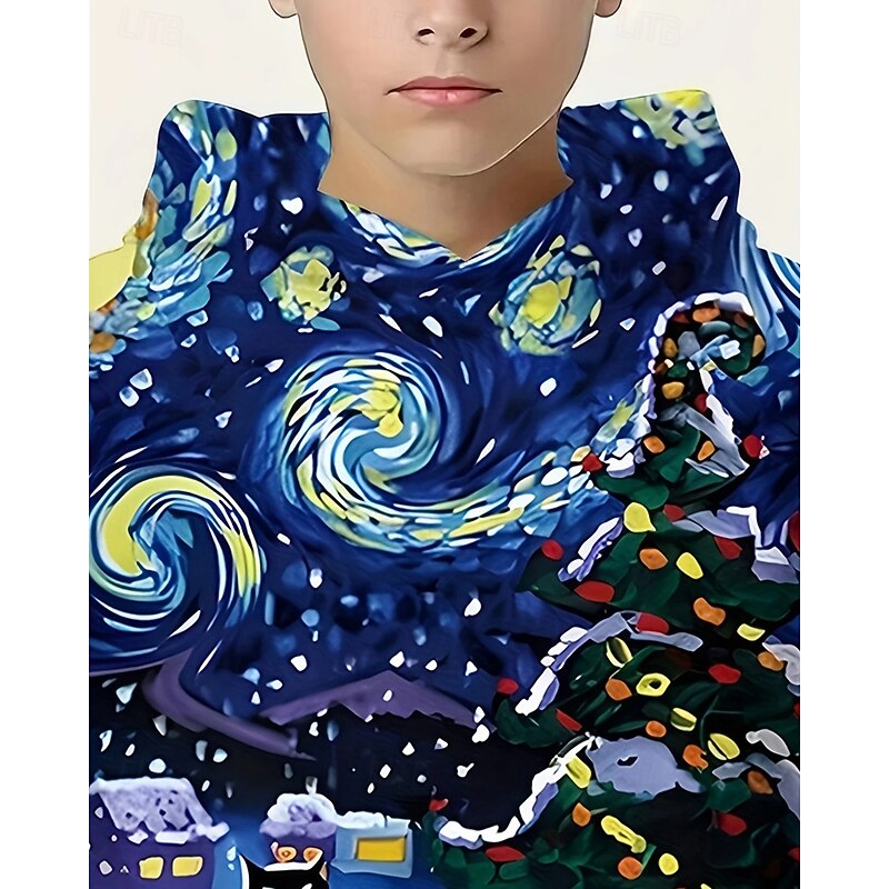 Boys' 3D Galaxy Hoodie Long Sleeve Spring Fall Fashion Streetwear Kids 4-12 Years Hooded Outdoor Casual Daily Regular Fit3