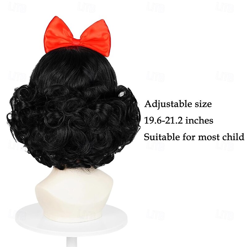 Short Black Wig for Girls Bob Curly Wavy Cosplay Wig for Halloween Costume2
