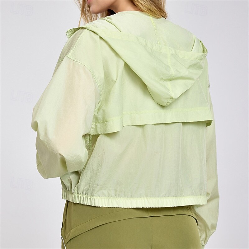 Women's Sport Jacket Sun Protection Windproof Lightweight Long Sleeve Sports Solid Color Jacket For Pilates Running Yoga Activewear3