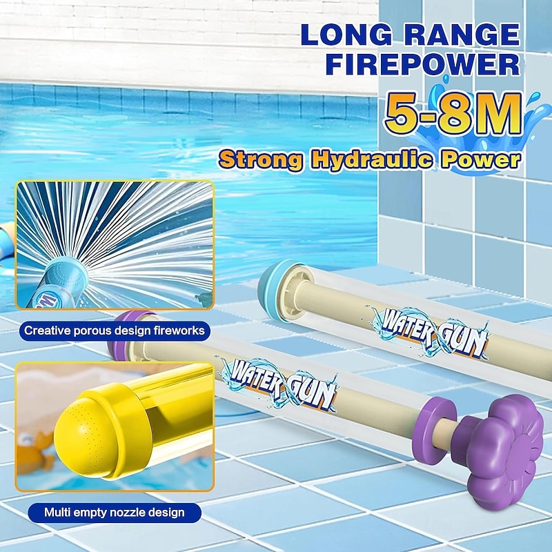 4Pcs Fireworks Water Gun - Romantic Firework Water Spray Gun for Couples, Long Range Up to 27Ft, High Pressure Pull-Out Water Gun, Summer Pool & Beach Party Fun3