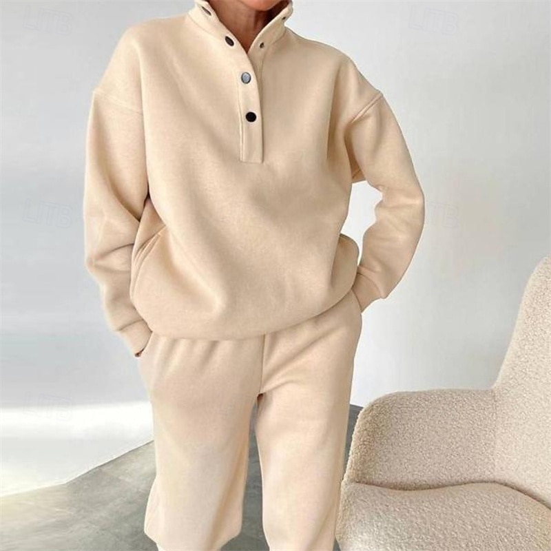 Women's Tracksuit Sweatsuit Activewear Set Pocket Solid Colored Clothing Suit Fall Black with White Black Gym Workout Sports Thermal Warm Windproof Soft Long Sleeve Sport Activewear Micro-elastic