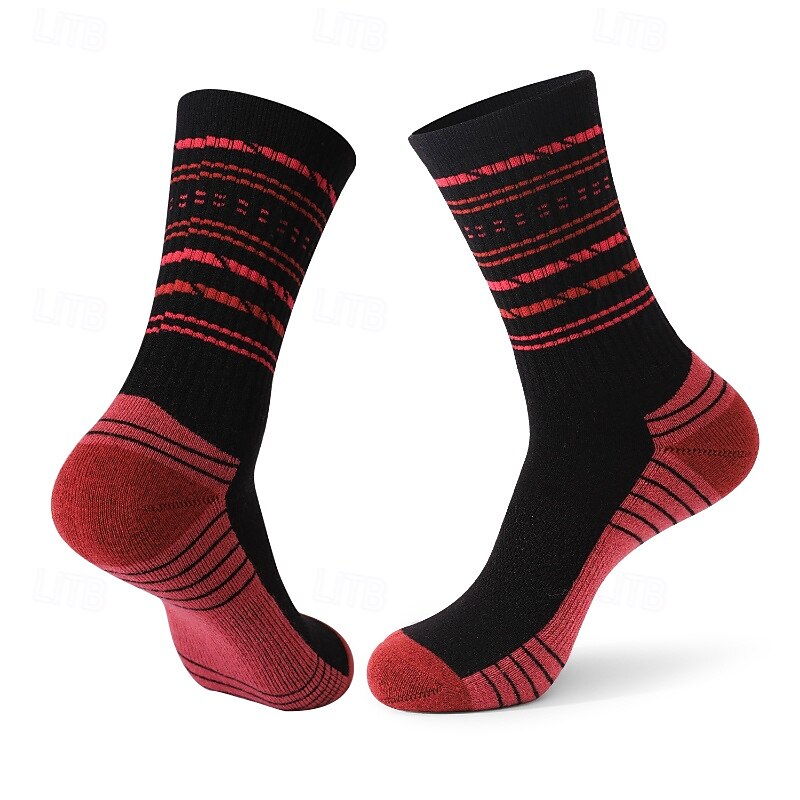 1 Pair Women's merino wool socks Running Socks Sports Socks Thermal Warm Breathable Anti Blister Sweat-Wicking Outdoor mid crew Patchwork Wool Violet Black White for Running3