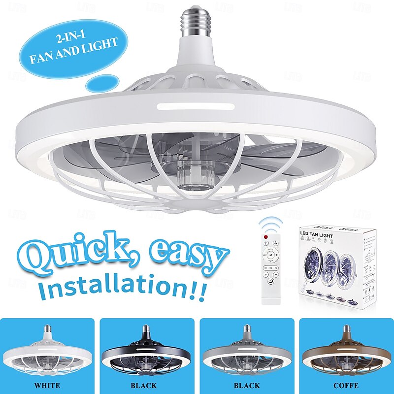 New Socket Fan Light with Remote,  Socket Ceiling Fan, Easy Clean, Flush Mount Ceiling Fans with Lights for Bedroom, Kids Room, Living Room4