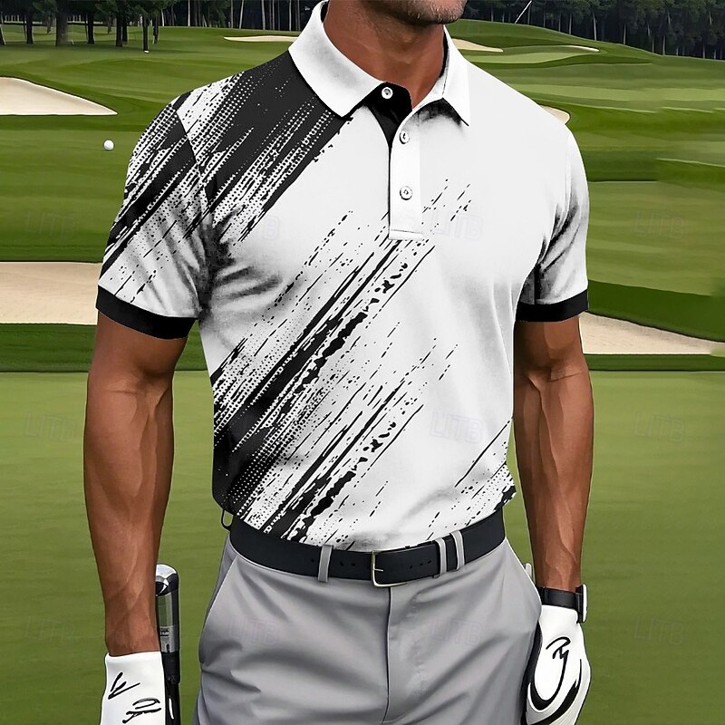 Men's Graphic Sports Polo Shirts Short Sleeve Polo Shirts Collared Shirts Sportswear Casual Athleisure Buttons Summer Black Blue Green2