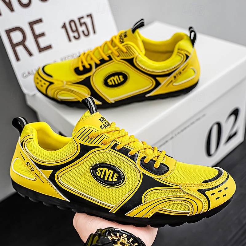 Men's Yellow Sports Sneakers with Black Accents - Lightweight Design, Breathable, Ideal for Running, Sports and Active Lifestyle3