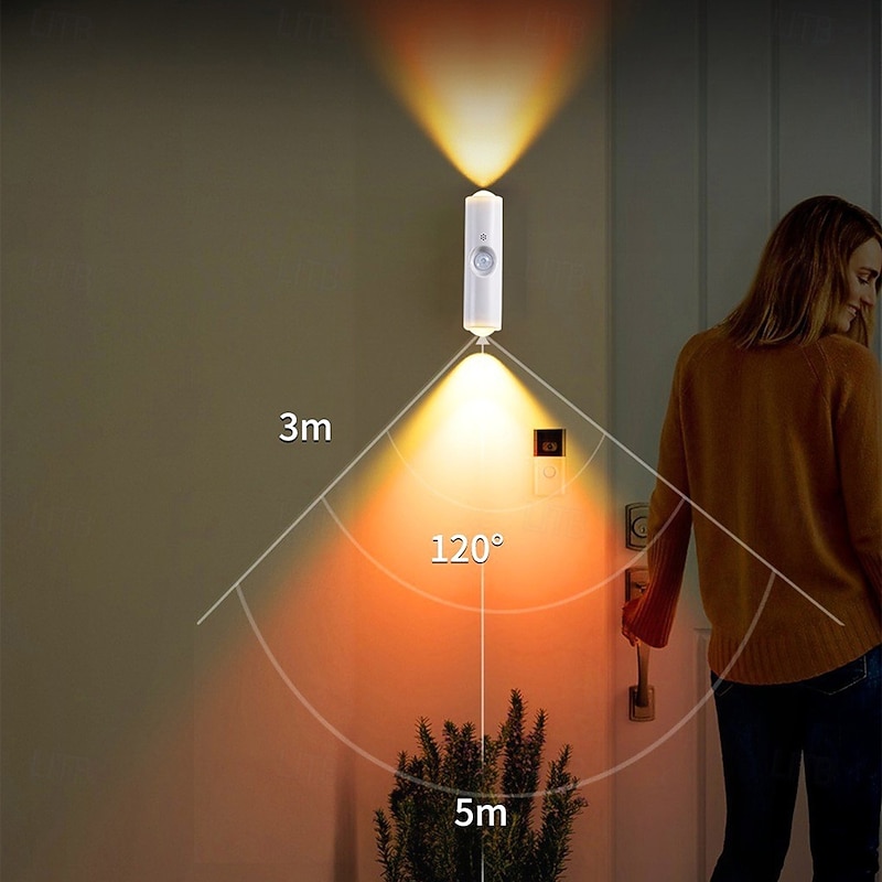 1 Pc Led Charging Puck Lights Spotlight, Sensor  Night Light, Usb Charging, Three Color Dimming, Magnetic Installation, No Need For Wiring Or Punching Hole3