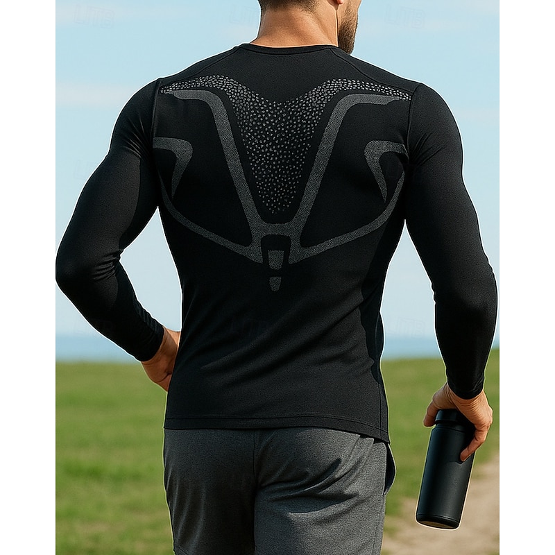 Men's Running Shirt Tennis Shirt Slim Long Sleeve Tee Tshirt Solid Colored Quick Dry Lightweight Elastic Breathable Tennis Golf Running Sportswear Activewear Black2