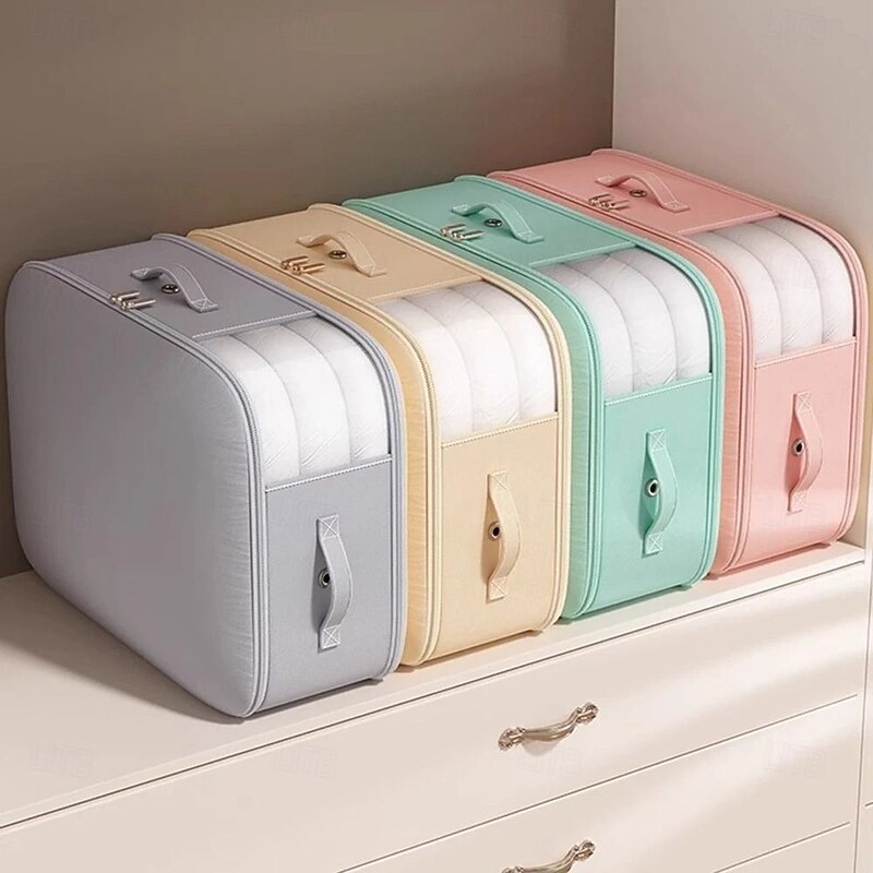 Compression Storage Bags Large Capacity Comforter Storage Bag, 2-Layer Washable Ultra Space Saving Self Compression Organizer Space Bags for Blankets, Sweaters, Sheets