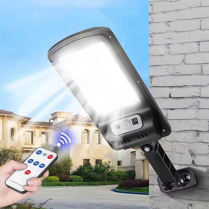 Remote Control  LED Street Lights Wall Light Outdoor Solar Lights Motion Sensor Solar Waterproof Security Wall Lighting for Patio Garden Door Street Light  1PC