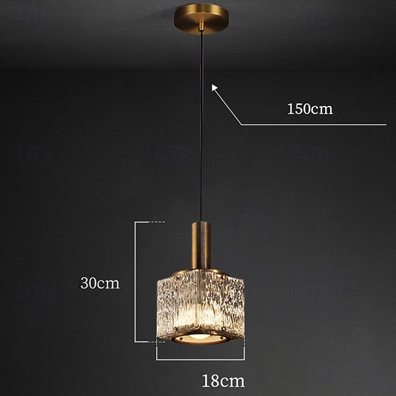 Nordic Striped Glass Lampshade Pendant Lamp Brass Lamp Head Brass Lamp Head Single Head Pendant Lights with Postmodern Style Restaurant Living Room Catwalk Copper Chandelier4