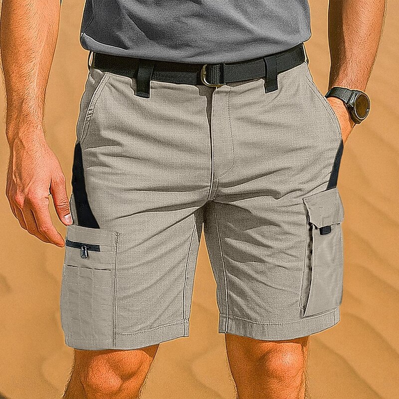 Men's Tactical Shorts Cargo Shorts Shorts Buttons Multi Pocket Color Block Comfort Wearable Knee Length Outdoor Casual Daily Vacation Fashion Black Green4