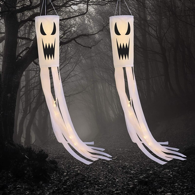 2pcs Halloween Windsock Polyester Waterproof Wind Direction Bag, Spooky Party Outdoor Decoration Flags3