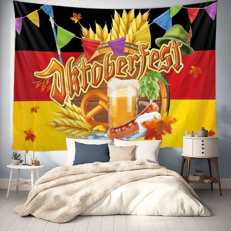 Oktoberfest German Bavarian Hanging Tapestry Pretzel Beer Wall Art Large Tapestry Mural Decor Photograph Backdrop Festival2