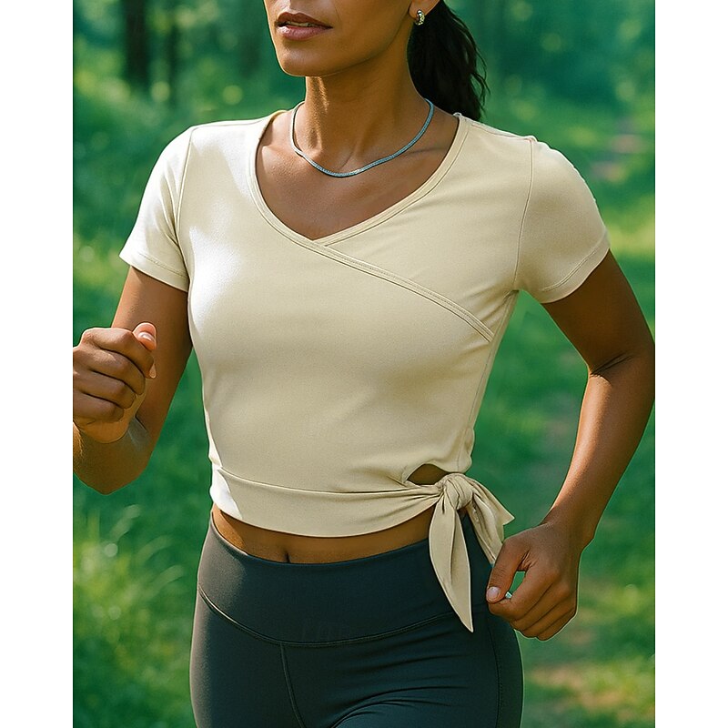 Women's Running T-Shirt Running Top Slim Short Sleeve Tee Tshirt V Neck Solid Colored Quick Dry Lightweight Breathable Tennis Golf Running Sportswear Activewear Black Purple Green4