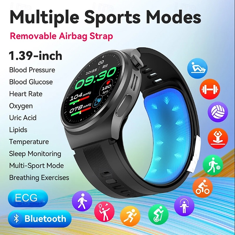 2025 New Accurate Blood Pressure Measurement watches Blood Sugar Lipid ECG Smart Watch Health Fitness Sport SmartWatch