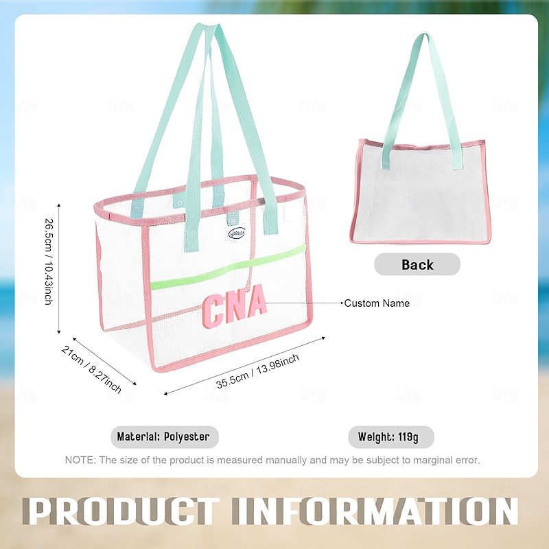 Personalized Waterproof Beach Bag Custom Name Sandproof Tote with Foldable Large Capacity, Best Vacation Gift for Mom Wife Girlfriend, Travel Essential for Beach Trips2