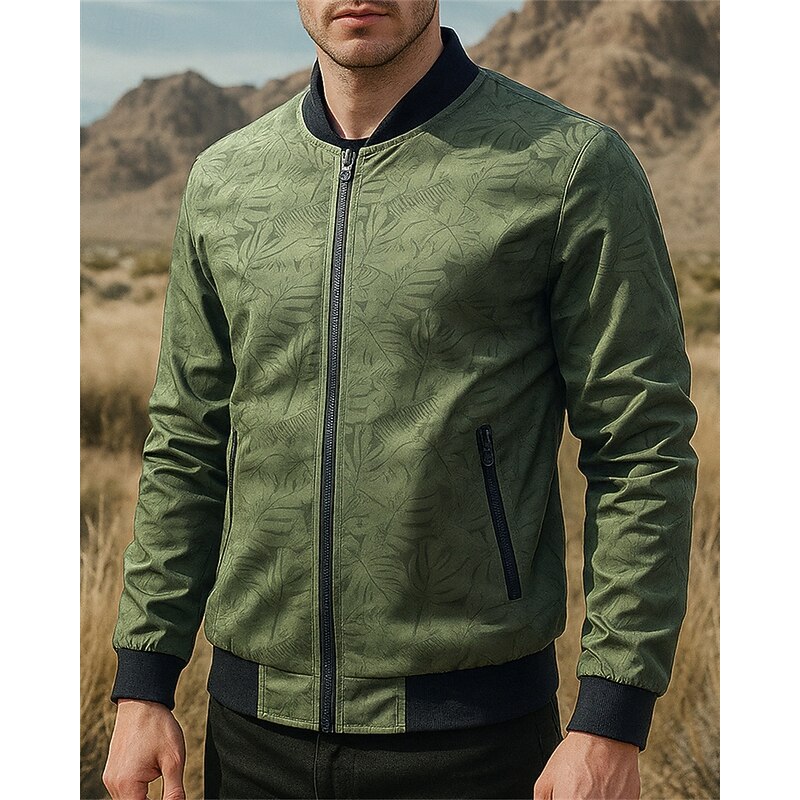 Men's Outdoor Jacket Hiking Jacket Outdoor Waterproof Quick Dry Lightweight Breathable Hiking Outfits Hiking Clothes Spring Autumn / Fall Jacket Tennis Golf Running Floral Black Army Green Khaki