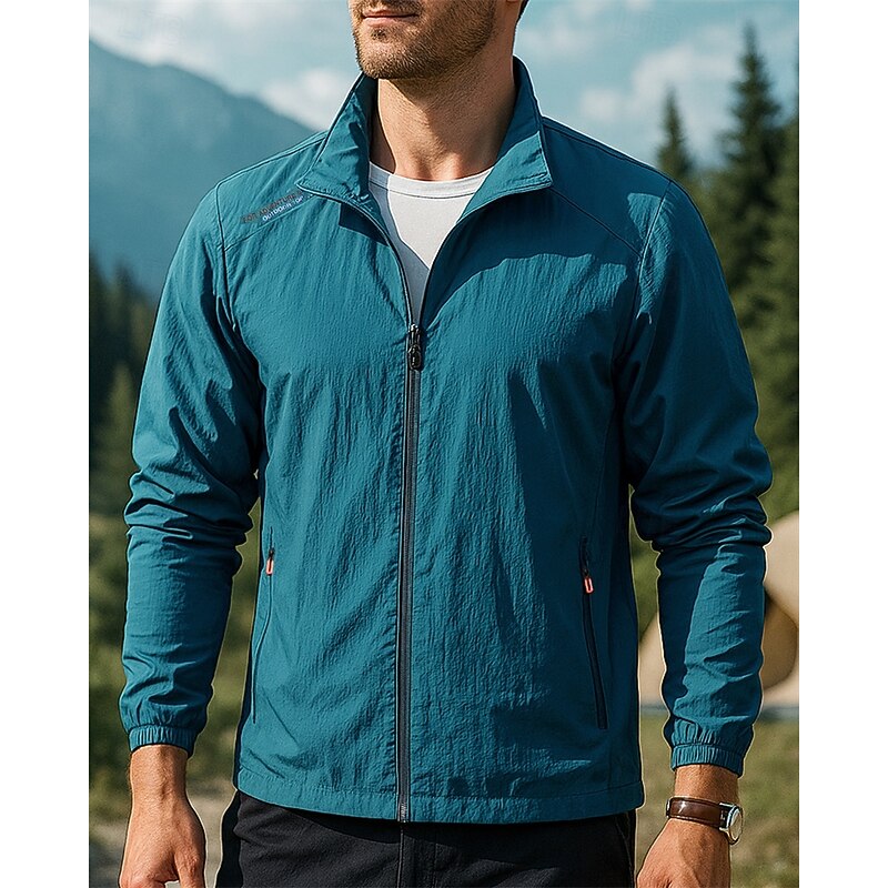 Men's Outdoor Jacket Hiking Jacket Sport Jacket Outdoor Waterproof Windproof Breathable Quick Dry Hiking Outfits Hiking Clothes Spring Autumn / Fall Jacket Tennis Golf Running Solid Color Dark Grey