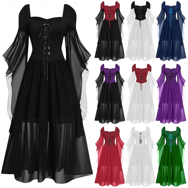 Retro Vintage Punk & Gothic Medieval Dress Witch Fancy Dress Women's Fantasy Steampunk Walpurgis Night Casual Daily Adults' Dress Spring & Summer