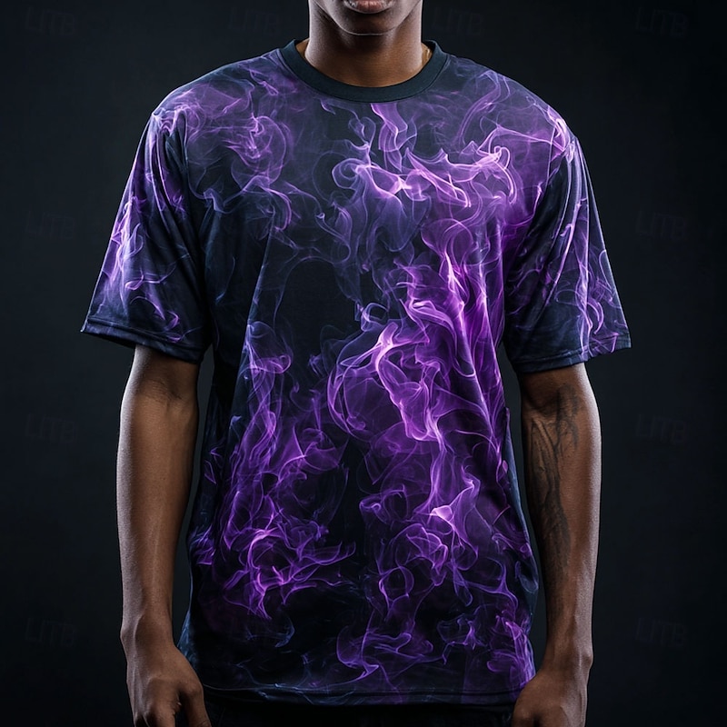 Halloween Men's Smoke T Shirt Short Sleeve T shirt 3D Print Crew Neck Shirt Gothic Street Casual Daily Yellow Red Purple Summer Spring All Seasons Clothing Apparel S M L XL XXL XXXL