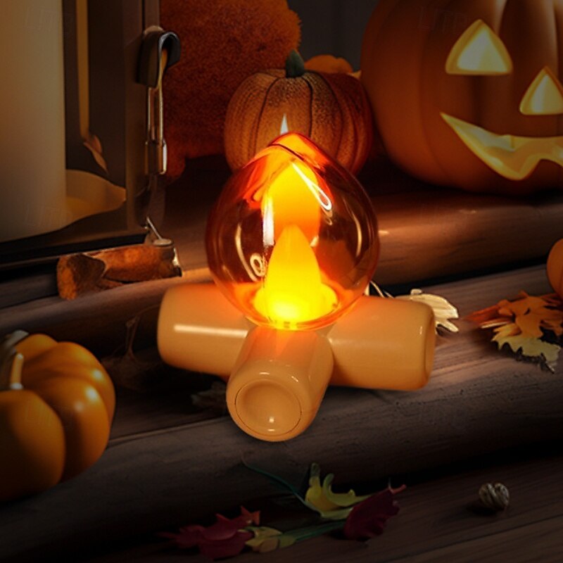 1 Pc tree stump flame lamp, firewood lamp ornament, night light, bonfire lamp, indoor bedside camping, Halloween Christmas decoration, small night light, USB charging